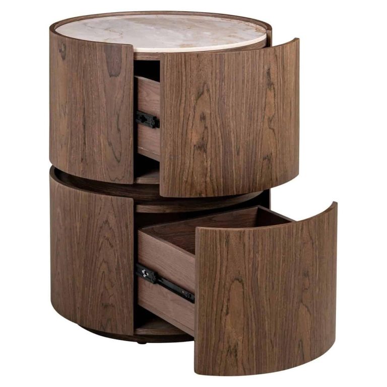 Ellery End Table - 2 Drawer - Brown - Ceramic and Wood