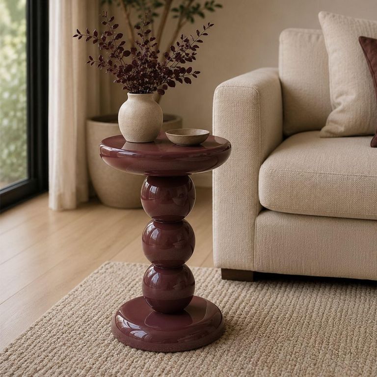 Reid End Table - Round - Burgundy - Metal