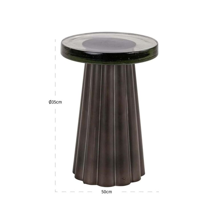 Barwick End Table - Round - Antique Brass - Glass and Metal