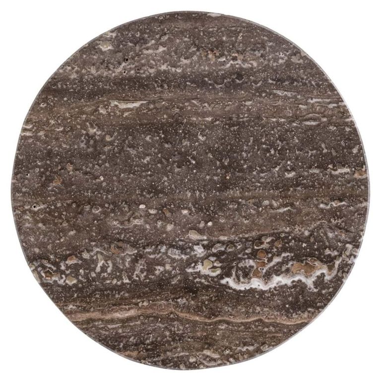 Eldora End Table - Round - Cone Base - Bronze - Travertine and Metal