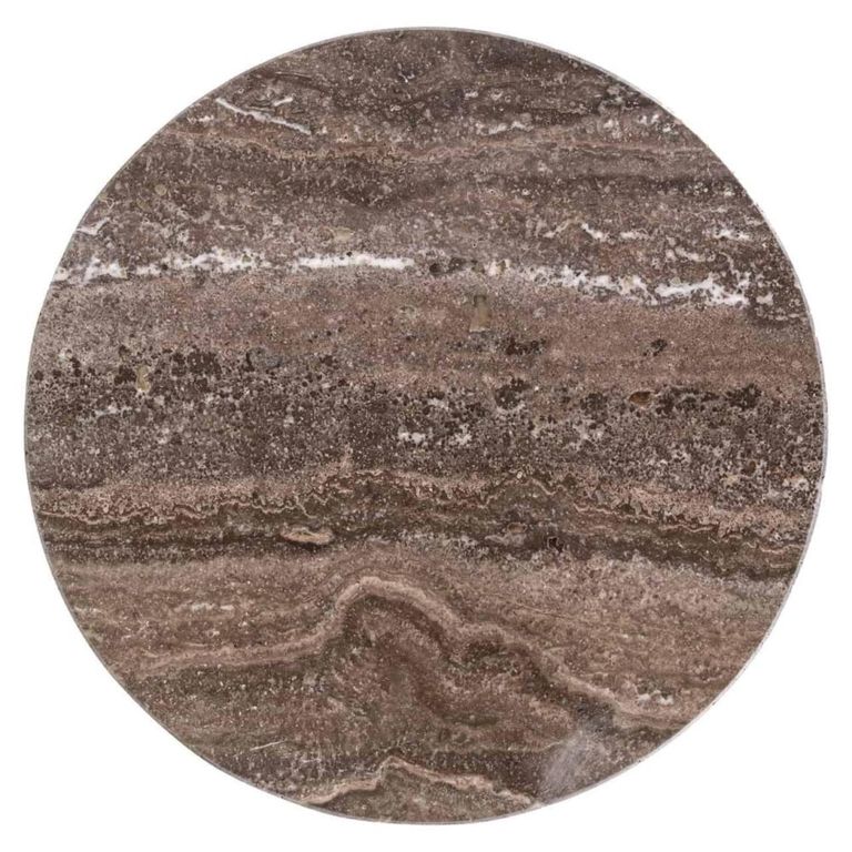 Eldora End Table - Round - Cone Base - Large - Bronze - Travertine and Metal