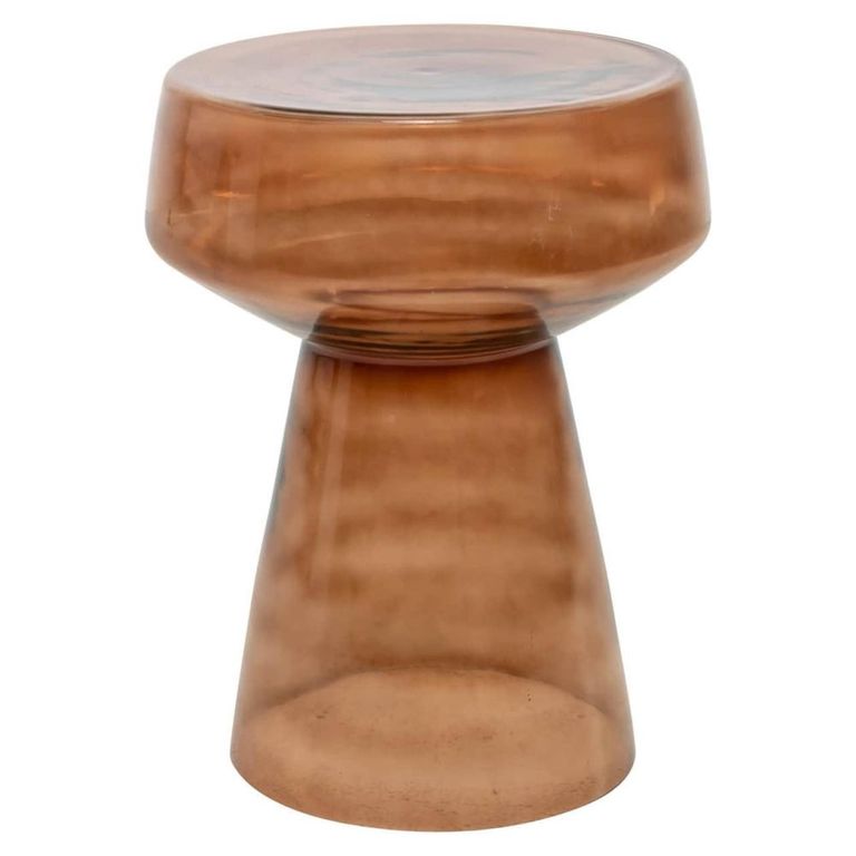 Isa End Table - Round - Cone Base - Brown - Glass