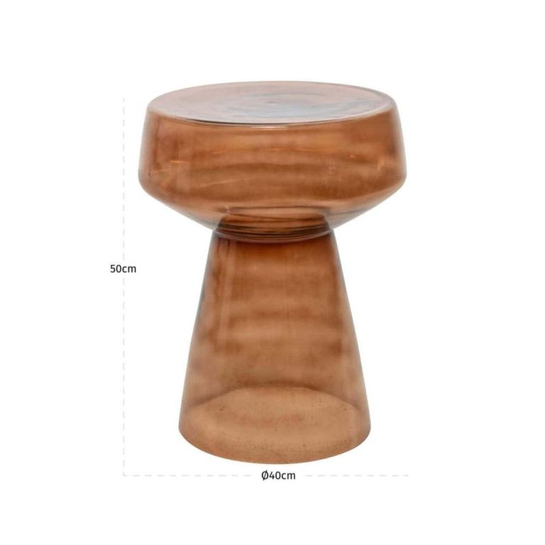 Isa End Table - Round - Cone Base - Brown - Glass