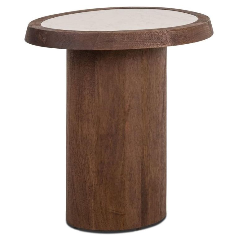 Melrose End Table - Spicebrown - Marble and Mango Wood