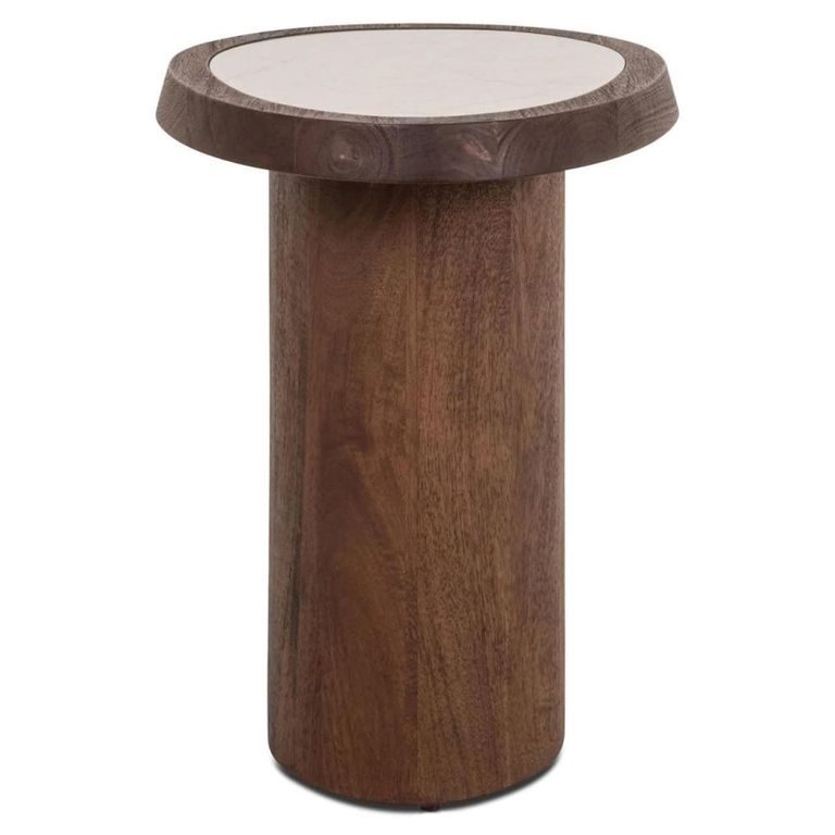 Melrose End Table - Spicebrown - Marble and Mango Wood