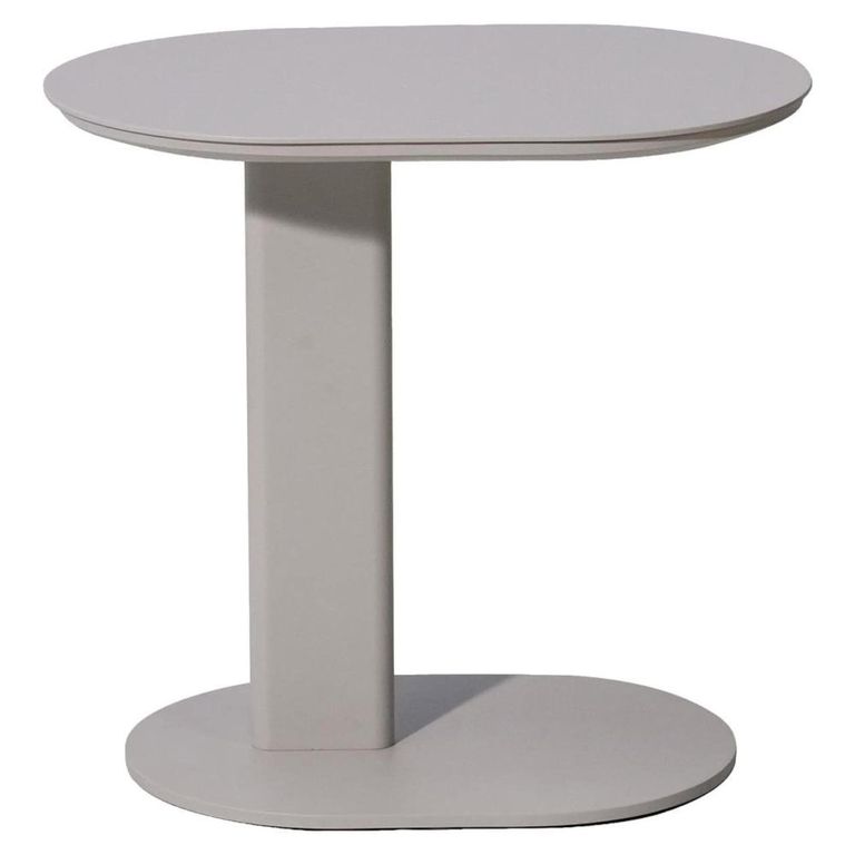Quinn Outdoor End Table - Oval - Light Beige - Aluminum