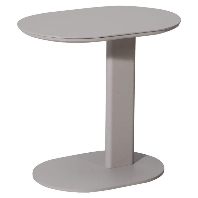 Quinn Outdoor End Table - Oval - Light Beige - Aluminum