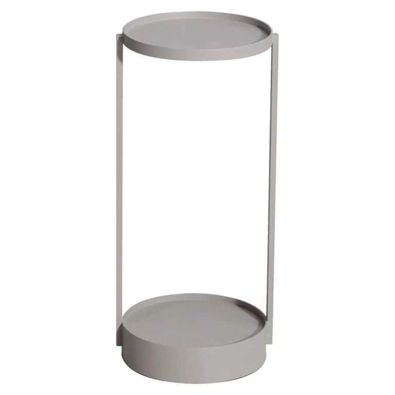 Reed Outdoor End Table - Round - Light Beige - Aluminum