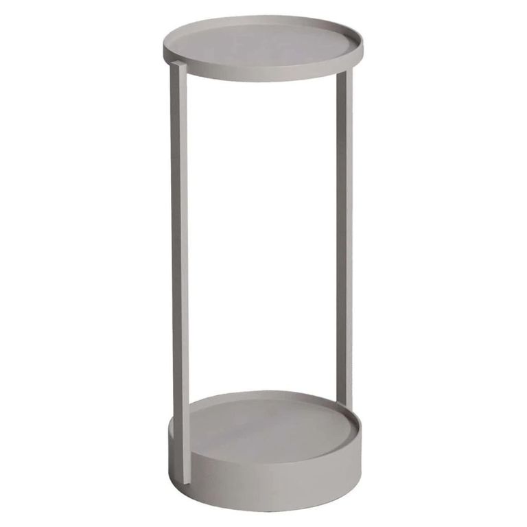 Reed Outdoor End Table - Round - Light Beige - Aluminum