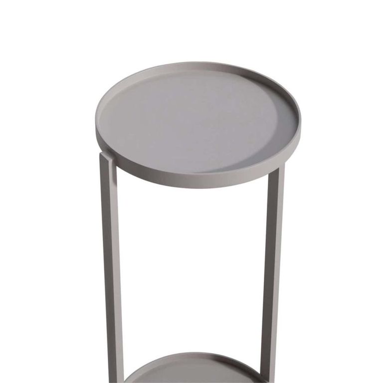 Reed Outdoor End Table - Round - Light Beige - Aluminum