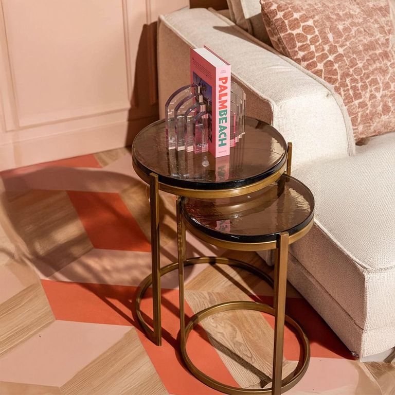 Cleo End Table - 2 Teir - Round - Gold - Glass and Metal