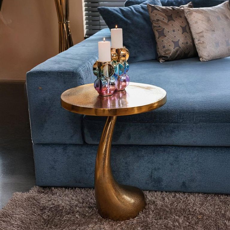 Dolphin End Table - Round - Gold - Aluminum