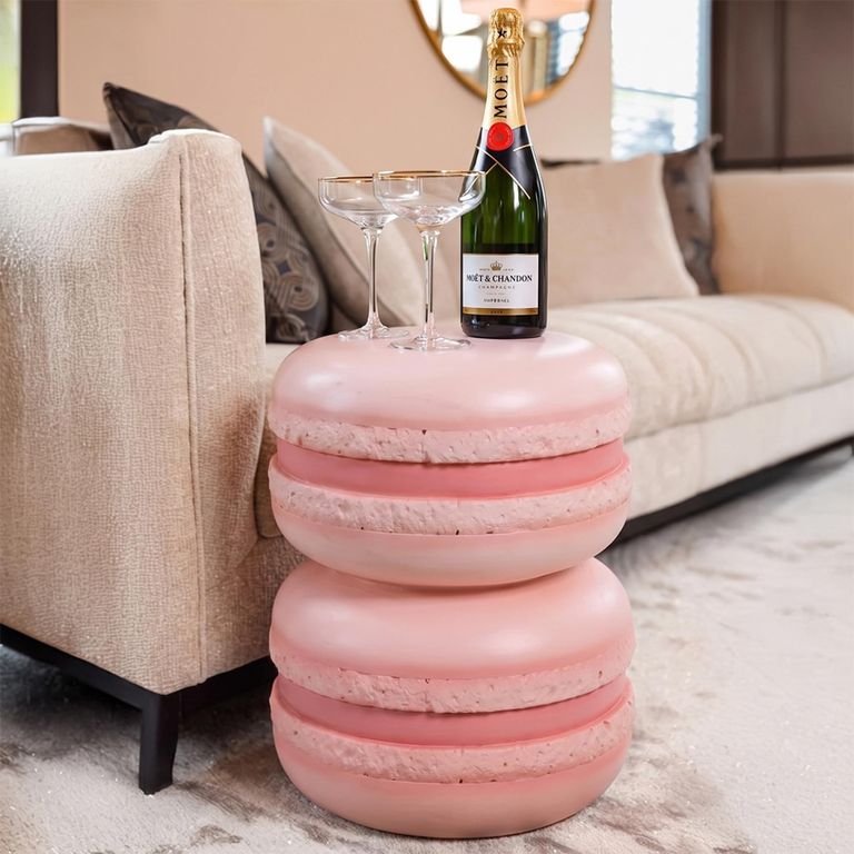 Macarons End Table - Round - Pink - Polyresin