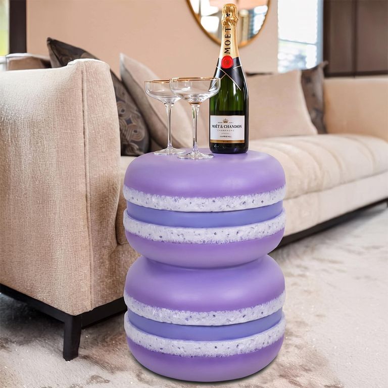 Macarons End Table - Round - Purple - Polyresin