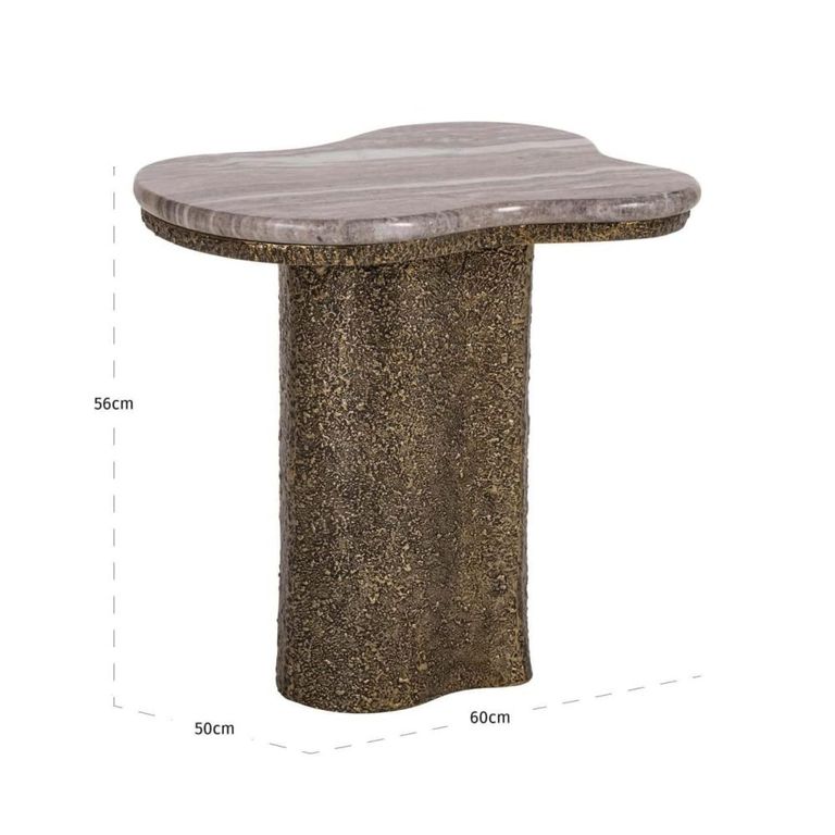 Abandos End Table - Abstract - Antique Brass - Marble and Aluminum