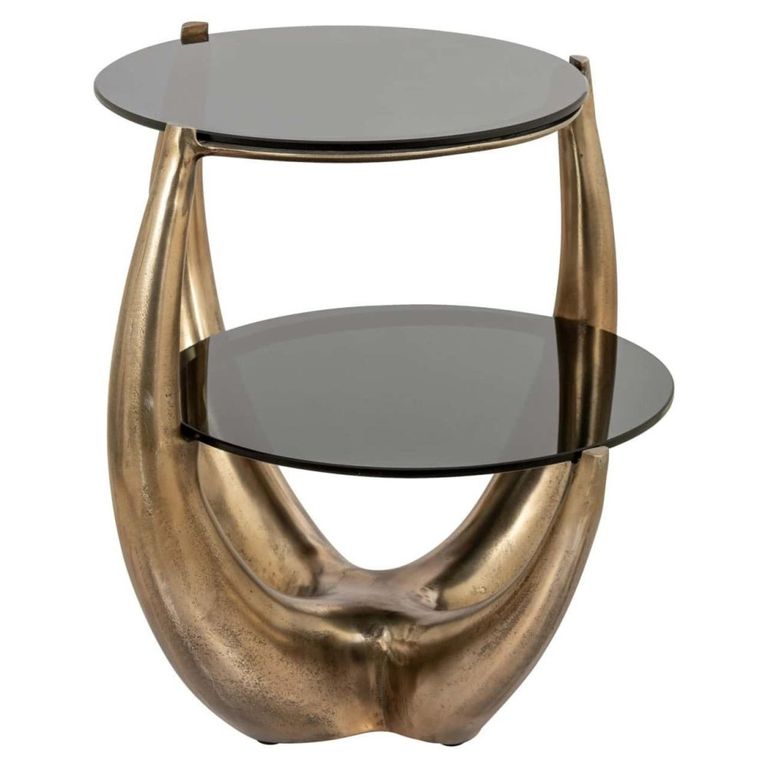 Aida End Table - Smoked and Gold - Glass and Aluminum