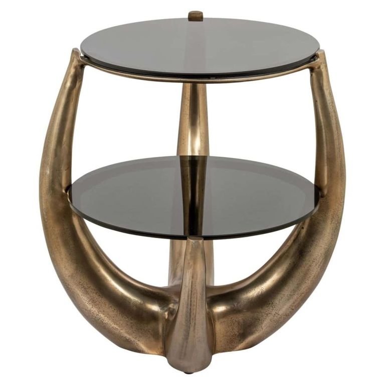 Aida End Table - Smoked and Gold - Glass and Aluminum