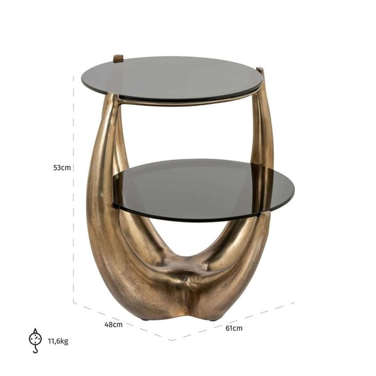 Aida End Table - Smoked and Gold - Glass and Aluminum