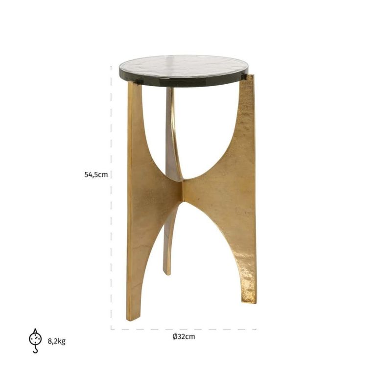 Avery End Table - Round - Smoked and Gold - Glass and Aluminum