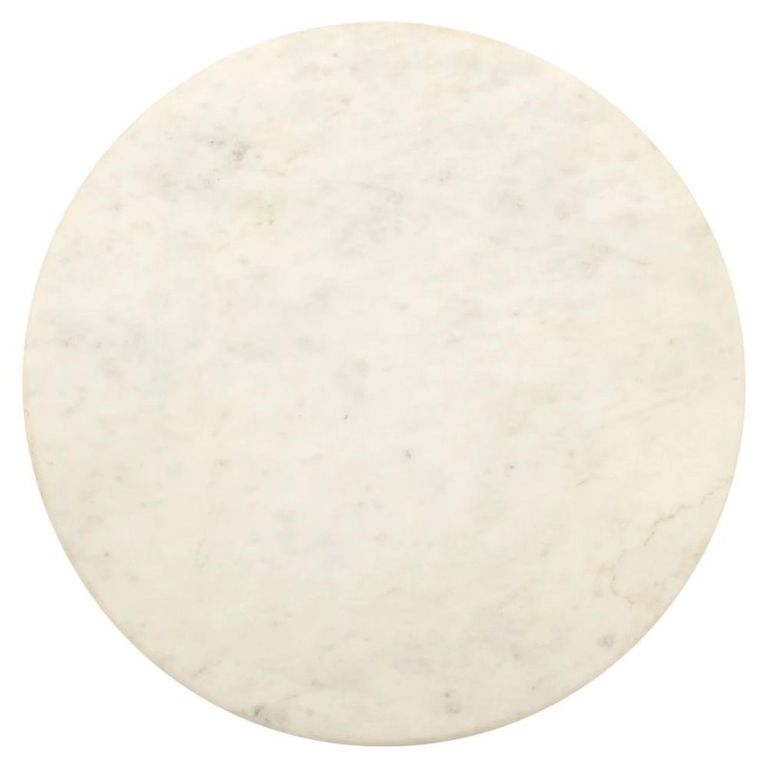 Barbara End Table - Round - White and Gold - Glass and Marble