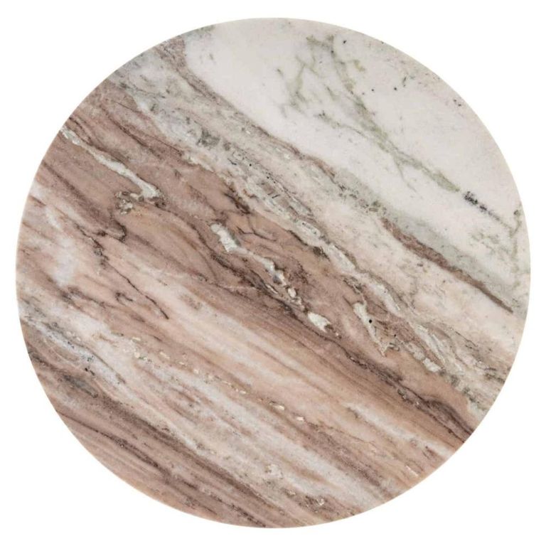 Barley End Table - Round - Beige and Gold - Marble and Aluminum