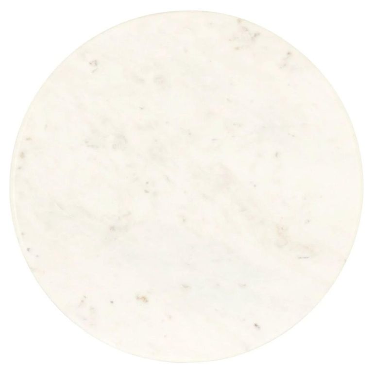 Boann End Table - Round - White and Black - Glass and Marble