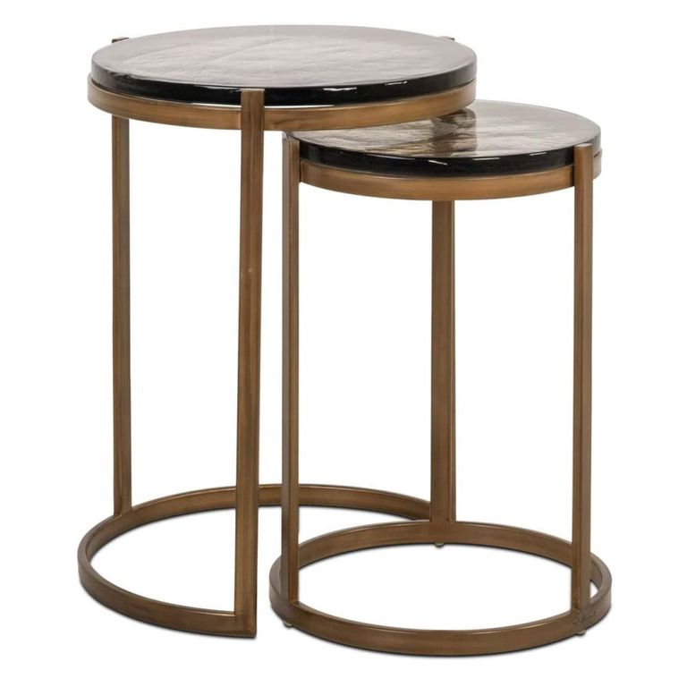 Cleo End Table - 2 Teir - Round - Gold - Glass and Metal