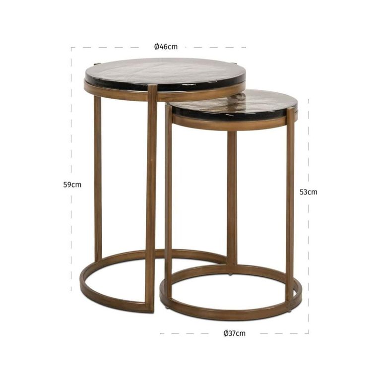 Cleo End Table - 2 Teir - Round - Gold - Glass and Metal