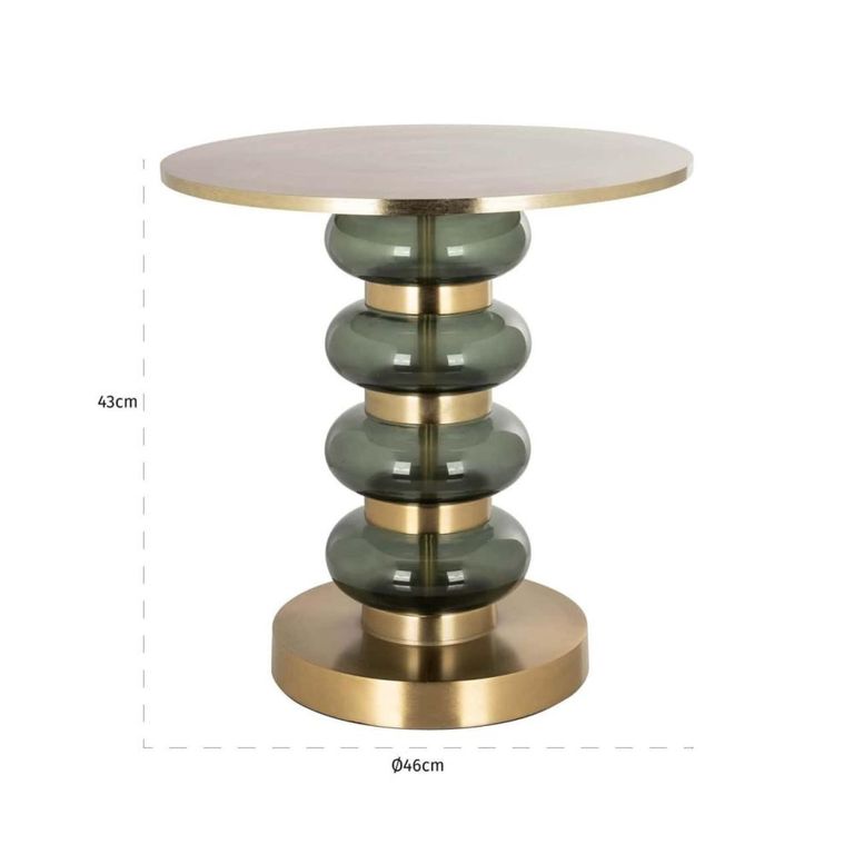 Dalina End Table - Round - Green and Gold - Glass and Aluminum