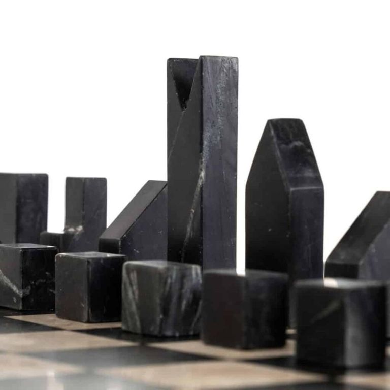 Davos End Table - 1 Drawer - Square - Black - Marble and Metal