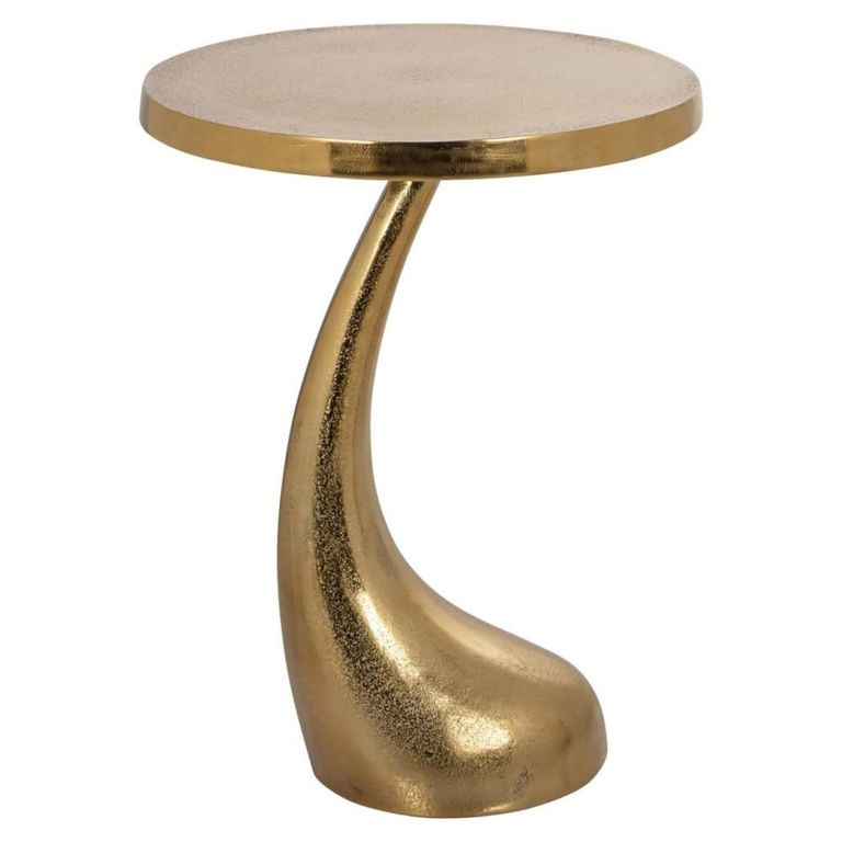 Dolphin End Table - Round - Gold - Aluminum