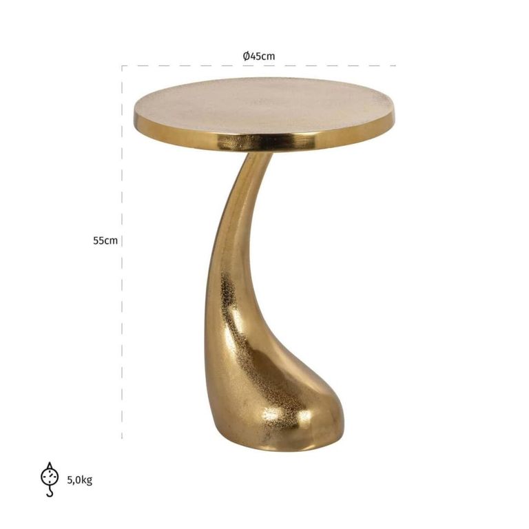 Dolphin End Table - Round - Gold - Aluminum