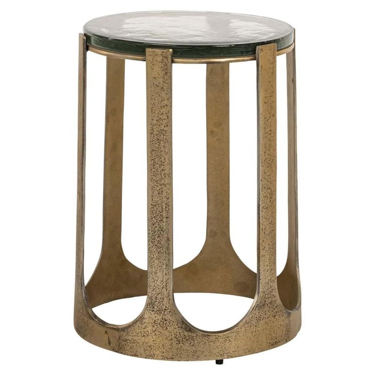 Rixo End Table - Round - Gold - Glass and Aluminum