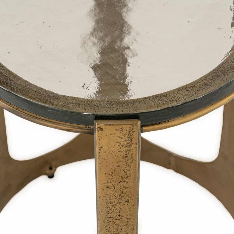 Rixo End Table - Round - Gold - Glass and Aluminum