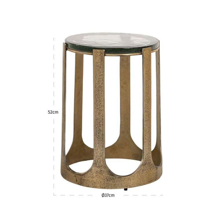 Rixo End Table - Round - Gold - Glass and Aluminum