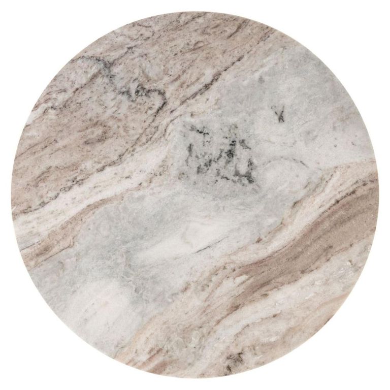 Sia End Table - Round - Beige and Gold - Marble and Aluminum