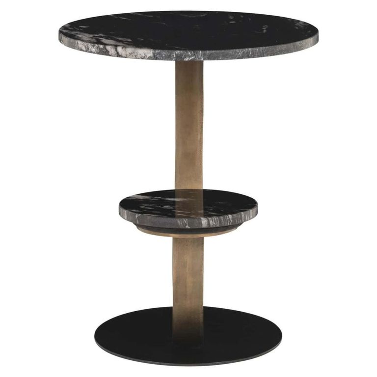 Tibby End Table - Black and Gold - Marble and Aluminum