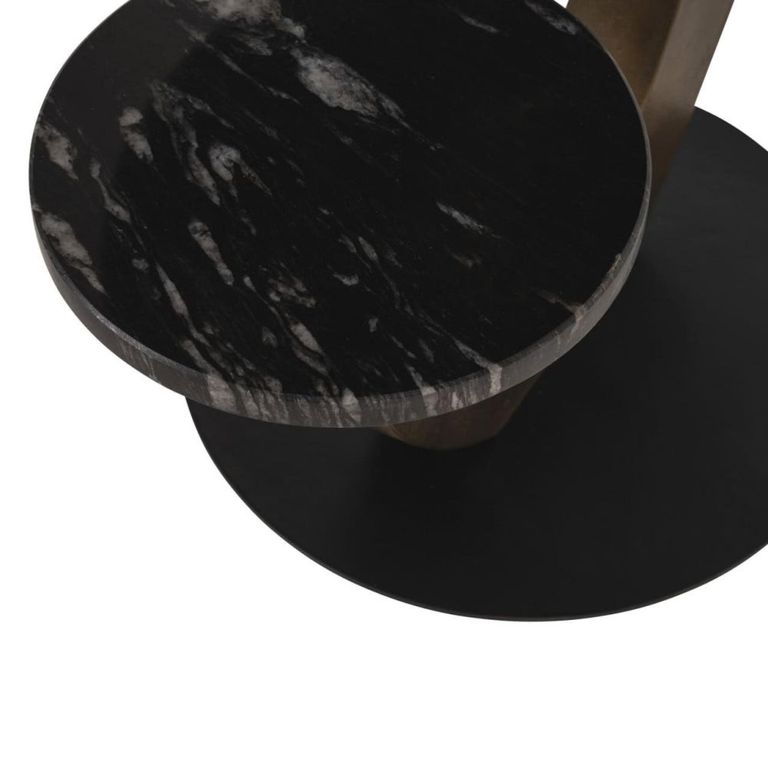 Tibby End Table - Black and Gold - Marble and Aluminum