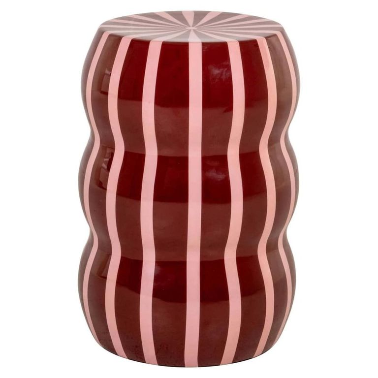 Yalou End Table - Round - Red and Pink - Metal