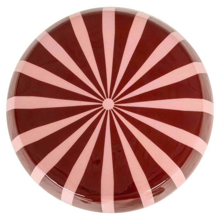 Yalou End Table - Round - Red and Pink - Metal