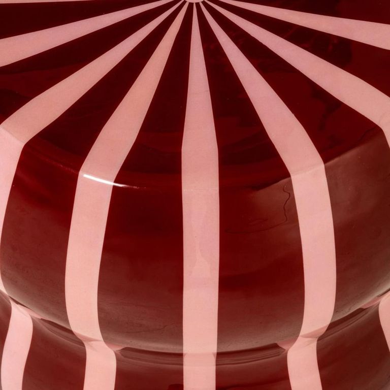 Yalou End Table - Round - Red and Pink - Metal
