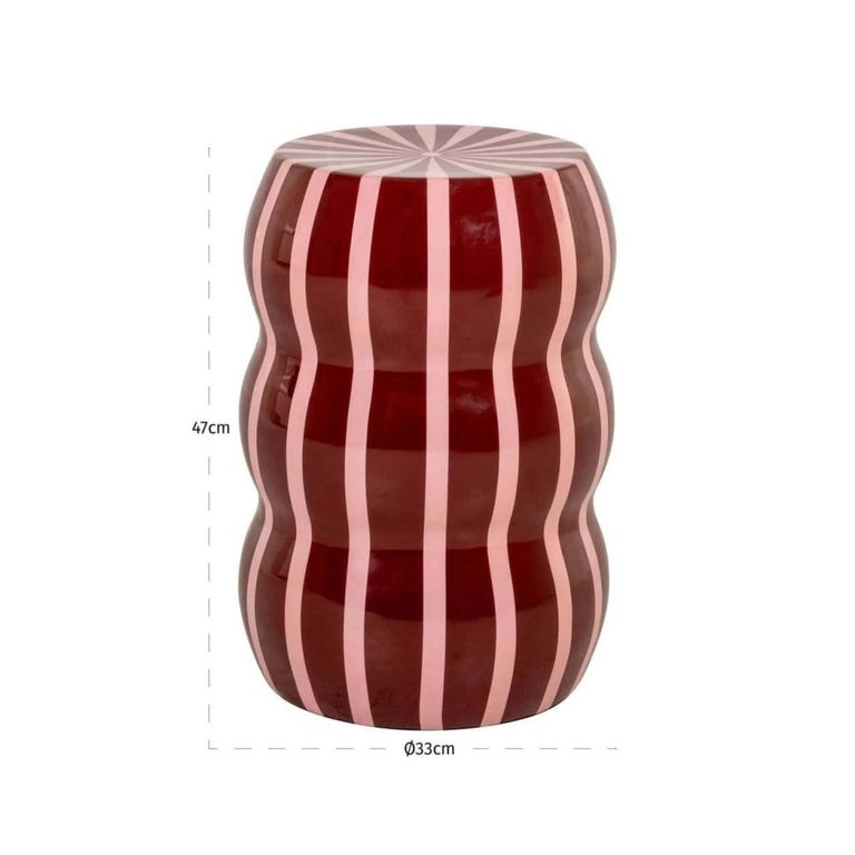 Yalou End Table - Round - Red and Pink - Metal