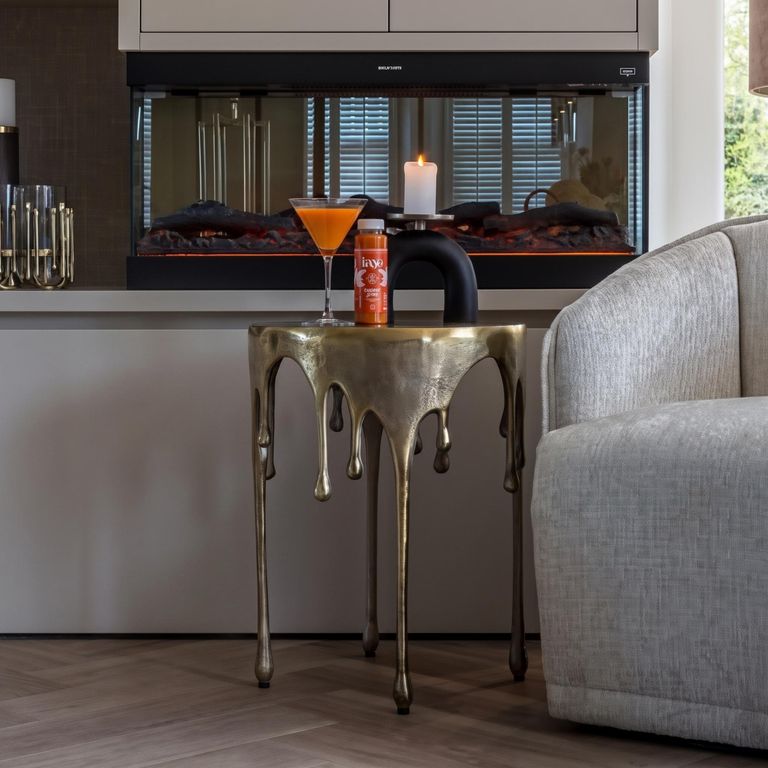 Carly Brushed Gold Round Side Table