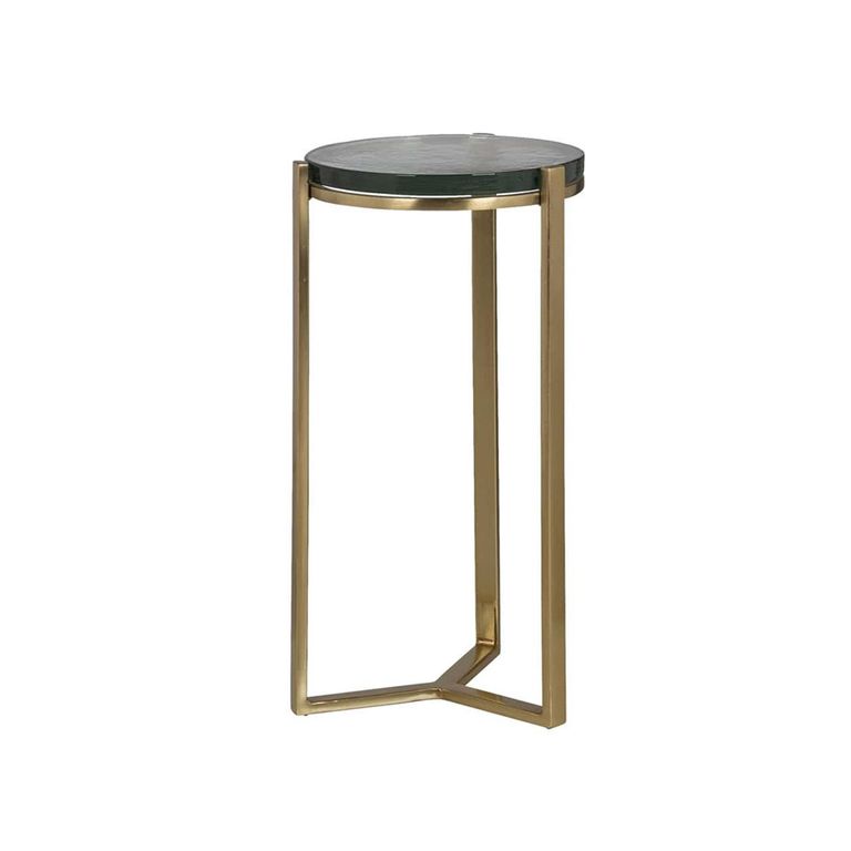 Aubrey Glass and Gold Round Side Table