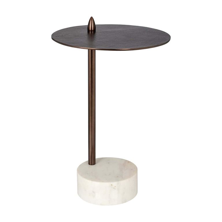 Barron Metal and Marble Base Round Side Table