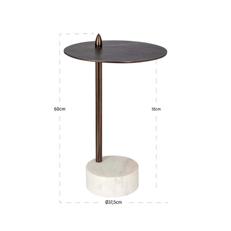Barron Metal and Marble Base Round Side Table