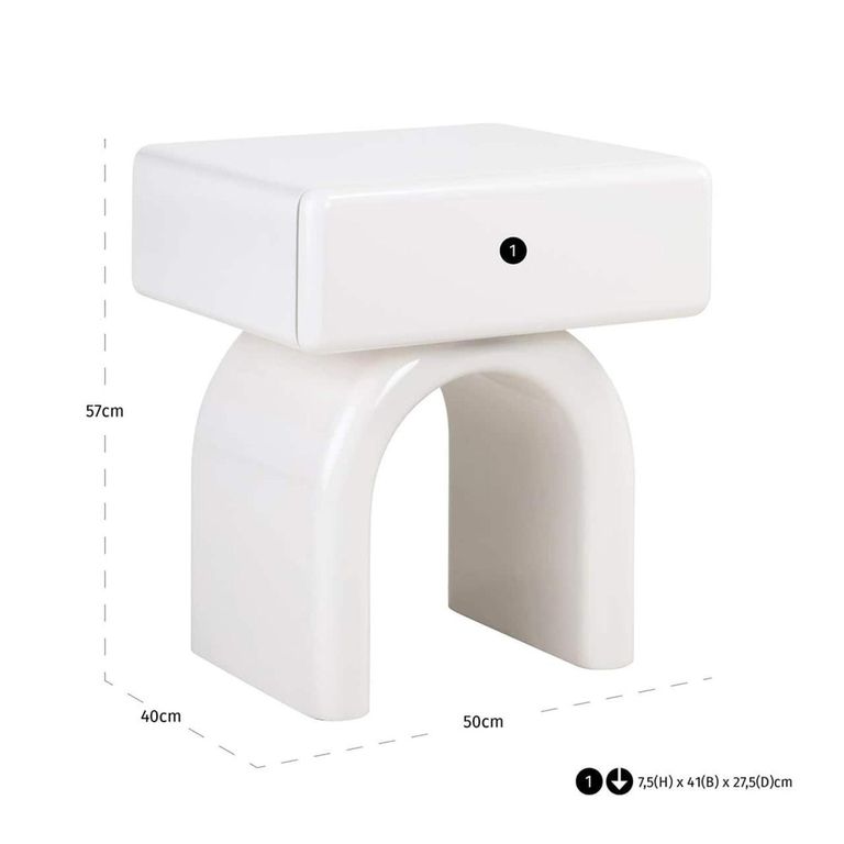 Bennet End Table - 1 Drawer - White