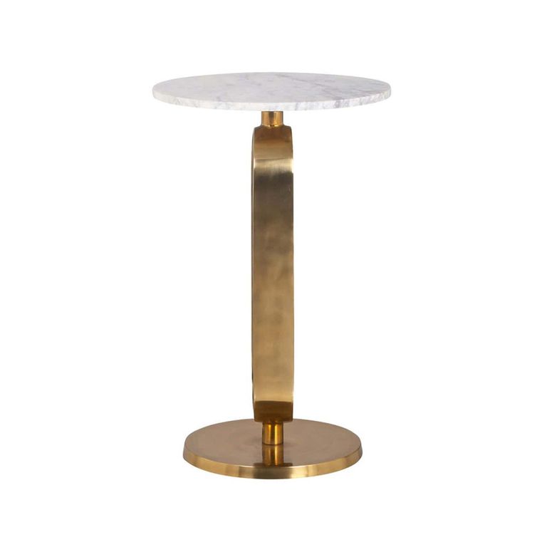 Celine Gold and White Marble Round Side Table
