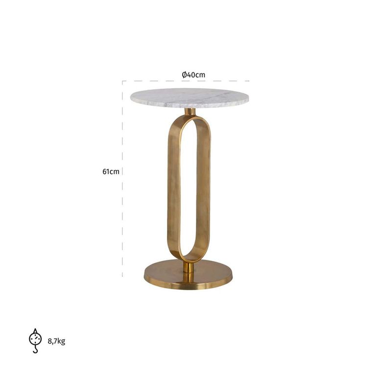 Celine Gold and White Marble Round Side Table