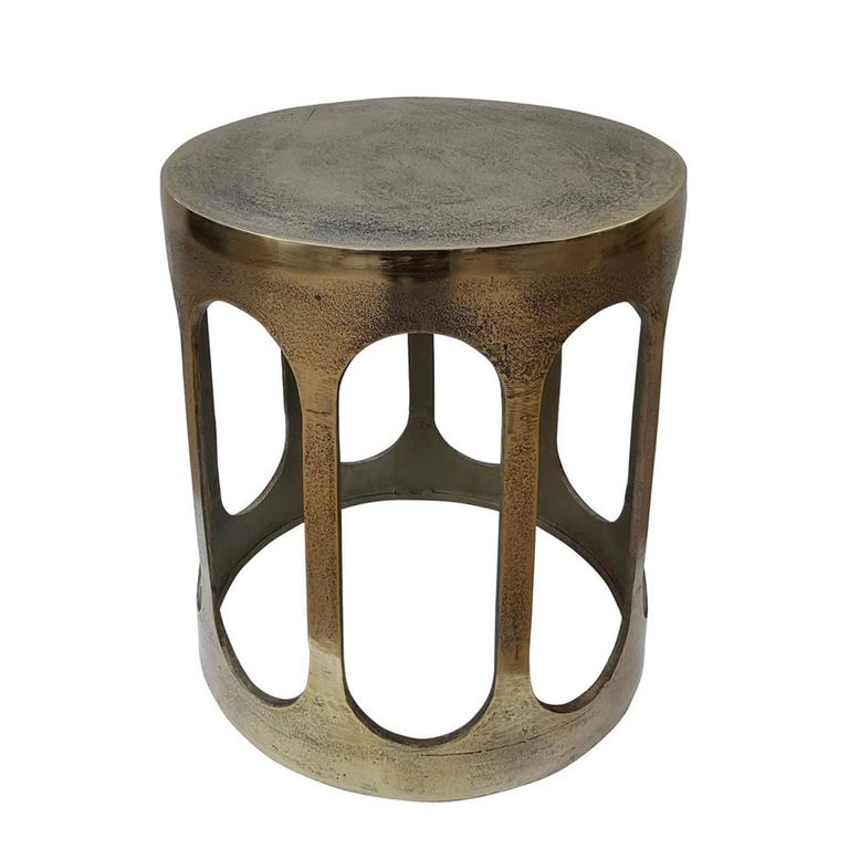 Du Pont Brushed Gold Round End Table